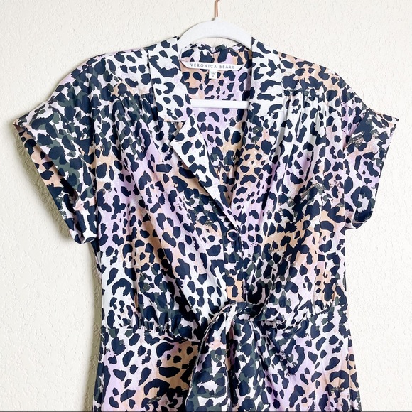 Veronica Beard Amani Dress Lilac Multi Leopard Animal Pastel Size 6 - Picture 7 of 12